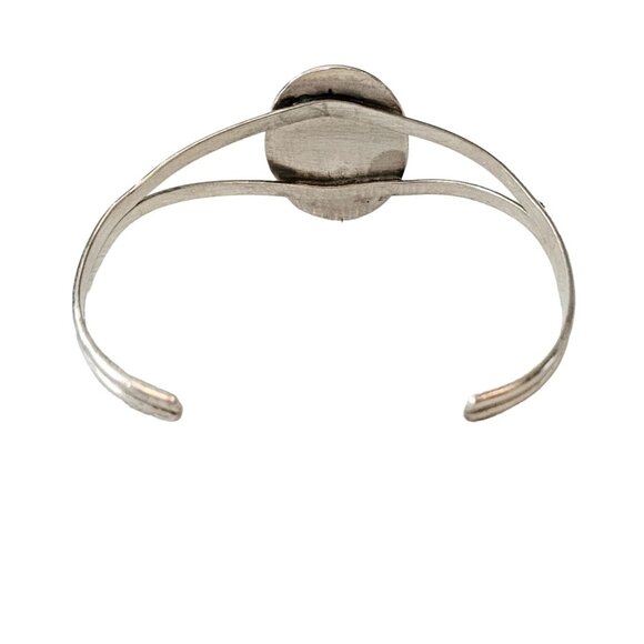 Sterling Silver Turquoise Color Stone Shadow Box Cuff Bracelet L148 - Picture 8 of 13